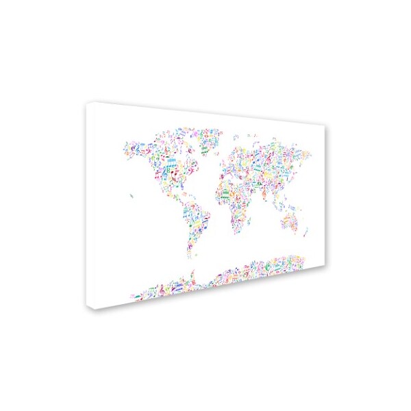 Michael Tompsett 'Music Notes Map Of The World' Canvas Art,30x47